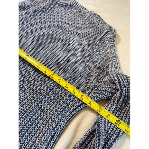 PINK Victoria's Secret Blue Knit Open Front Cardigan Sweater Pockets Oversized - Picture 5 of 8